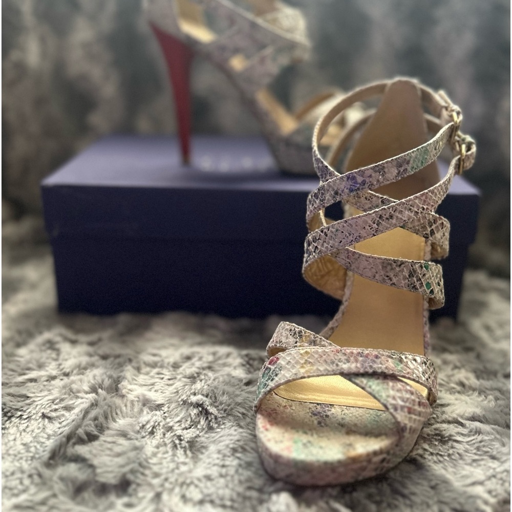 Stuart weitzman “Expressley” Rainbow Python Heels Sz 6 in store tried on cond*